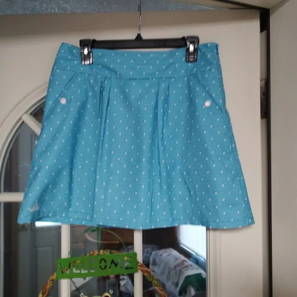 New Adidas Clima Cool Blue White Check Golf Skort Size Women's 4